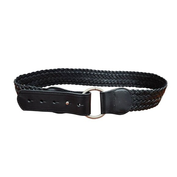 Vince. Women\'s Braided Leather Belt Black Wide Boho Size XS/S